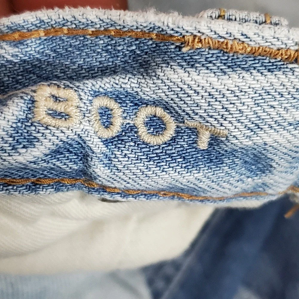 American Eagle Men Jeans 31X30 Light Blue Denim Embroidered Bootcut READ